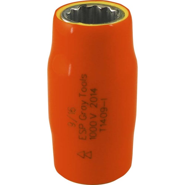 Gray Tools Socket 9/16" X 1/2" Drive, 12 Point Standard Length, 1000V Insulated 1409-I - main